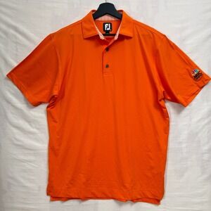 FootJoy Polo Shirt Mens Medium Orange NBC Sports Logo Short Sleeve Golf Stretch
